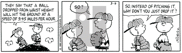 Peanuts on Friday March 6, 1992 Comic Strip