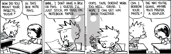 Calvin and Hobbes - Thursday March 30, 1989 Comic Strip