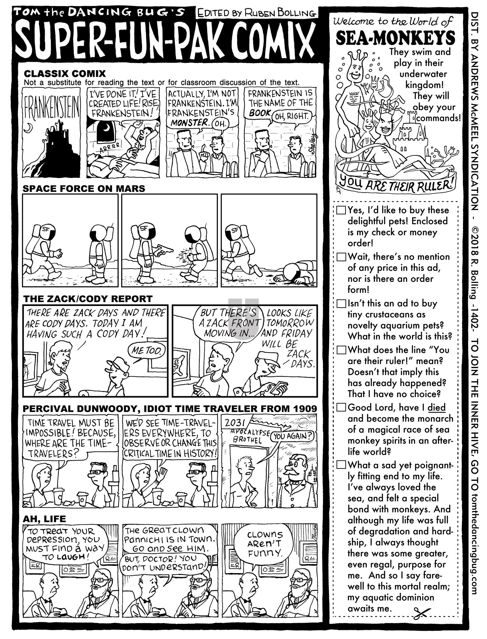 Tom the Dancing Bug - Monday August 20, 2018 Comic Strip
