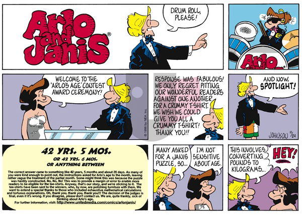 Arlo and Janis on Sunday November 24, 1996 Comic Strip