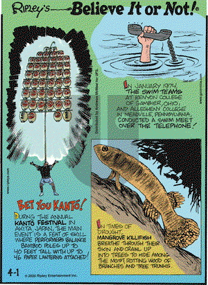 Ripley's Believe It or Not on Wednesday April 1, 2020 Comic Strip