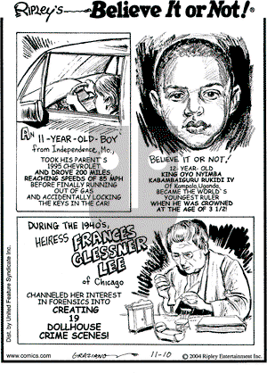 Ripley's Believe It or Not on Wednesday November 10, 2004 Comic Strip