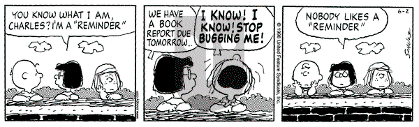 Peanuts on Tuesday June 2, 1998 Comic Strip