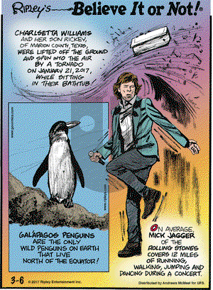Ripley's Believe It or Not on Monday March 6, 2017 Comic Strip