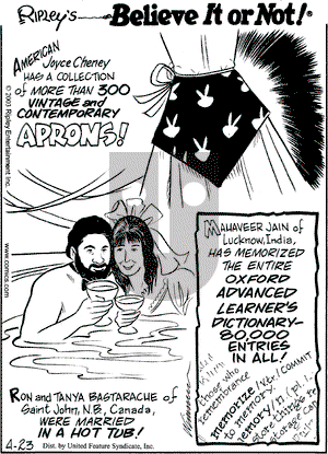 Ripley's Believe It or Not on Wednesday April 23, 2003 Comic Strip