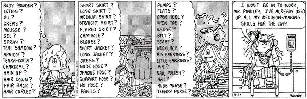 Cathy Classics on Monday August 21, 1995 Comic Strip