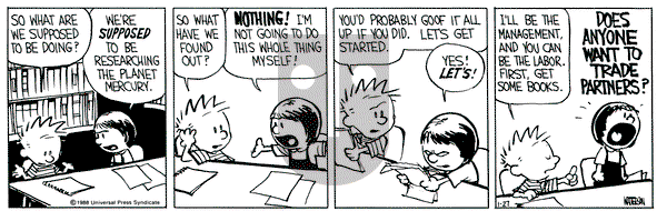 Calvin and Hobbes on Wednesday January 27, 1988 Comic Strip