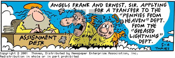 Frank and Ernest on Sunday May 13, 2001 Comic Strip