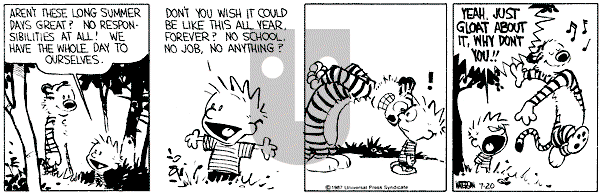 Calvin and Hobbes - Monday July 20, 1987 Comic Strip