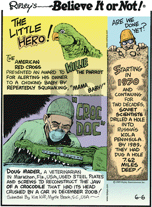 Ripley's Believe It or Not on Saturday June 6, 2009 Comic Strip