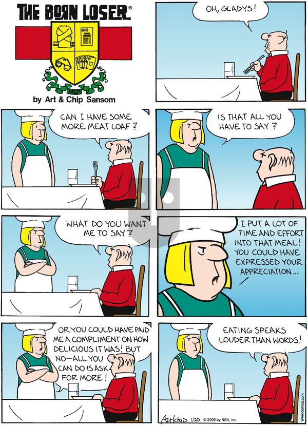 The Born Loser on Sunday January 20, 2013 Comic Strip