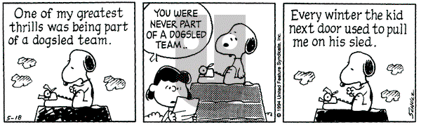 Peanuts on Wednesday May 18, 1994 Comic Strip