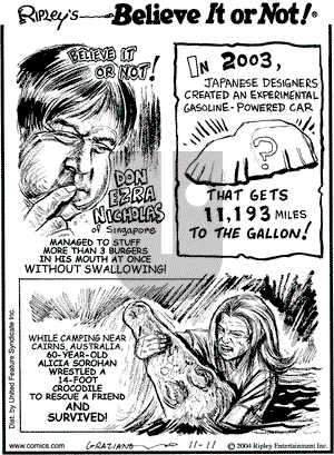 Ripley's Believe It or Not on Thursday November 11, 2004 Comic Strip