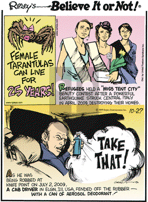 Ripley's Believe It or Not on Tuesday October 27, 2009 Comic Strip
