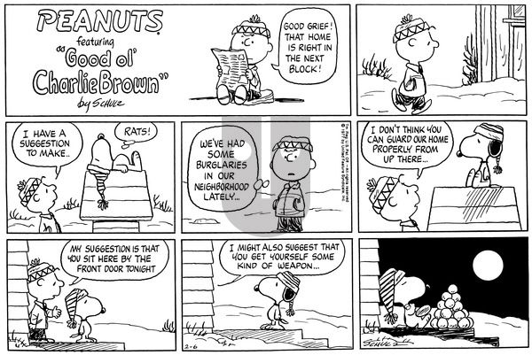 Peanuts on Sunday February 6, 1977 Comic Strip