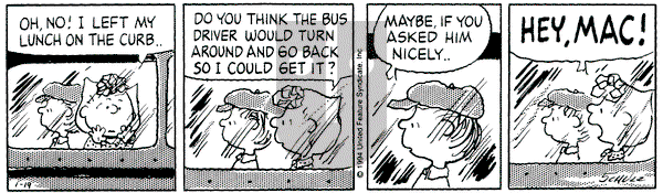 Peanuts on Wednesday January 19, 1994 Comic Strip