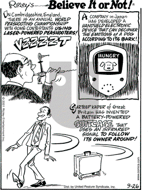 Ripley's Believe It or Not on Wednesday September 26, 2001 Comic Strip
