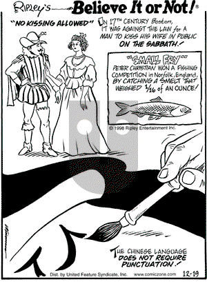 Ripley's Believe It or Not on Saturday December 19, 1998 Comic Strip