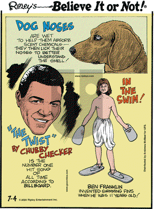Ripley's Believe It or Not on Saturday July 4, 2020 Comic Strip