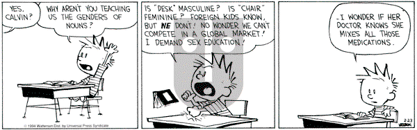 Calvin and Hobbes on Wednesday February 23, 1994 Comic Strip