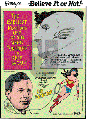Ripley's Believe It or Not on Wednesday June 24, 2020 Comic Strip