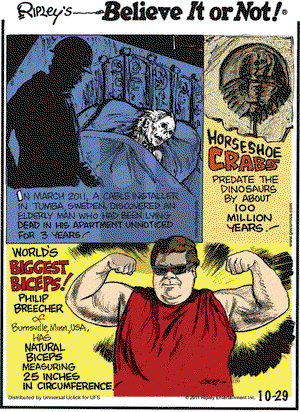 Ripley's Believe It or Not on Saturday October 29, 2011 Comic Strip