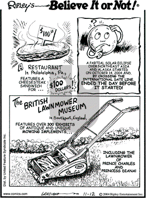 Ripley's Believe It or Not on Friday November 12, 2004 Comic Strip