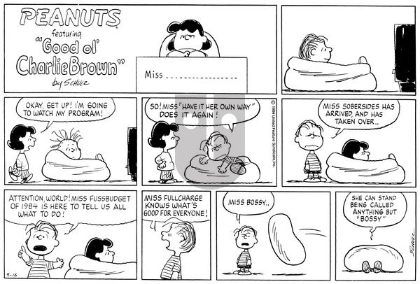 Peanuts on Sunday September 16, 1984 Comic Strip