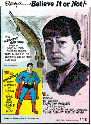 Ripley's Believe It or Not on Saturday November 8, 2014 Comic Strip