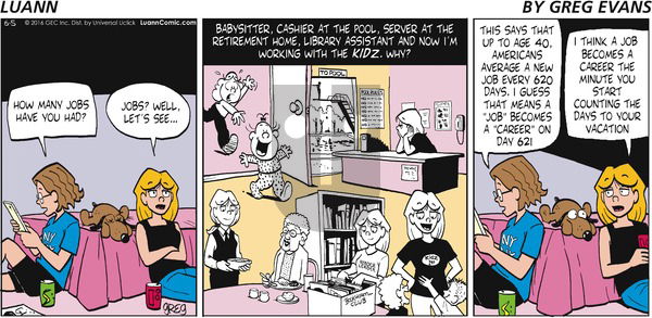 Luann on Sunday June 5, 2016 Comic Strip