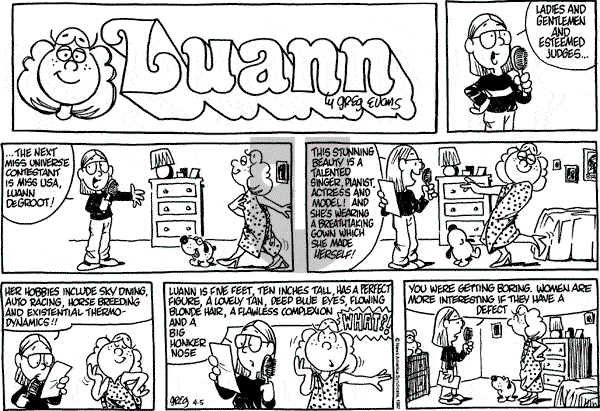 Luann on Sunday April 5, 1987 Comic Strip