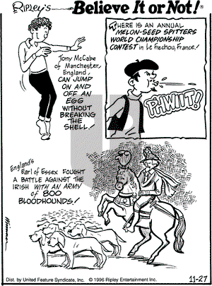 Ripley's Believe It or Not on Wednesday November 27, 1996 Comic Strip