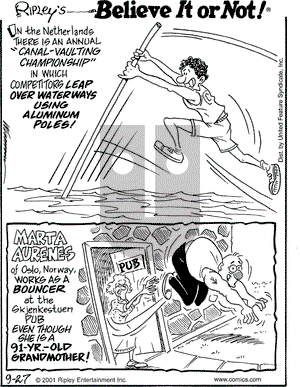 Ripley's Believe It or Not on Thursday September 27, 2001 Comic Strip