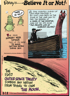Ripley's Believe It or Not on Monday June 18, 2018 Comic Strip