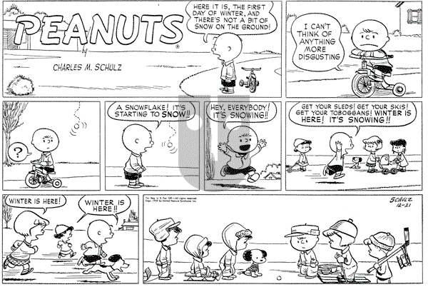 Peanuts - Sunday December 21, 1952 Comic Strip