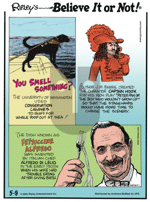 Ripley's Believe It or Not on Saturday May 9, 2020 Comic Strip