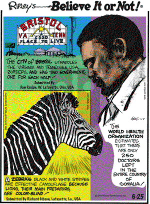 Ripley's Believe It or Not on Friday June 25, 2010 Comic Strip