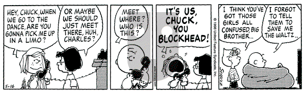 Peanuts on Saturday May 16, 1998 Comic Strip