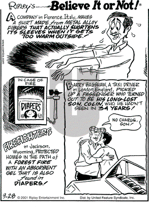 Ripley's Believe It or Not on Friday September 28, 2001 Comic Strip