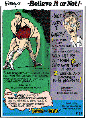 Ripley's Believe It or Not on Monday May 17, 2010 Comic Strip