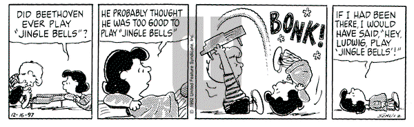 Peanuts on Tuesday December 16, 1997 Comic Strip