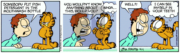 Garfield on Wednesday April 1, 1998 Comic Strip