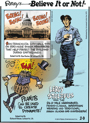Ripley's Believe It or Not on Tuesday February 9, 2016 Comic Strip