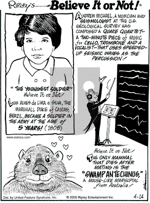 Ripley's Believe It or Not on Friday April 14, 2000 Comic Strip