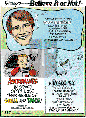 Ripley's Believe It or Not on Monday December 17, 2012 Comic Strip