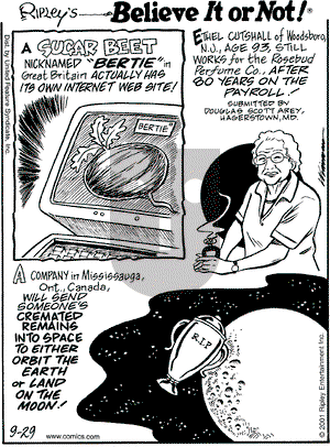 Ripley's Believe It or Not on Saturday September 29, 2001 Comic Strip
