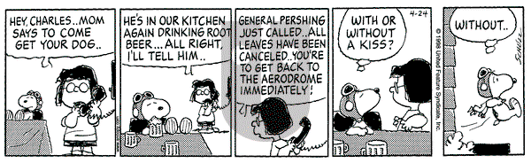 Peanuts on Friday April 24, 1998 Comic Strip