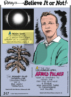 Ripley's Believe It or Not on Wednesday February 17, 2021 Comic Strip