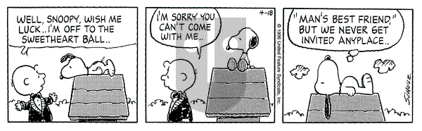 Peanuts on Thursday April 18, 1996 Comic Strip