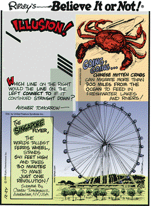 Ripley's Believe It or Not - Wednesday December 24, 2008 Comic Strip